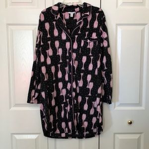 Pink and Black Wine Glass Night Gown